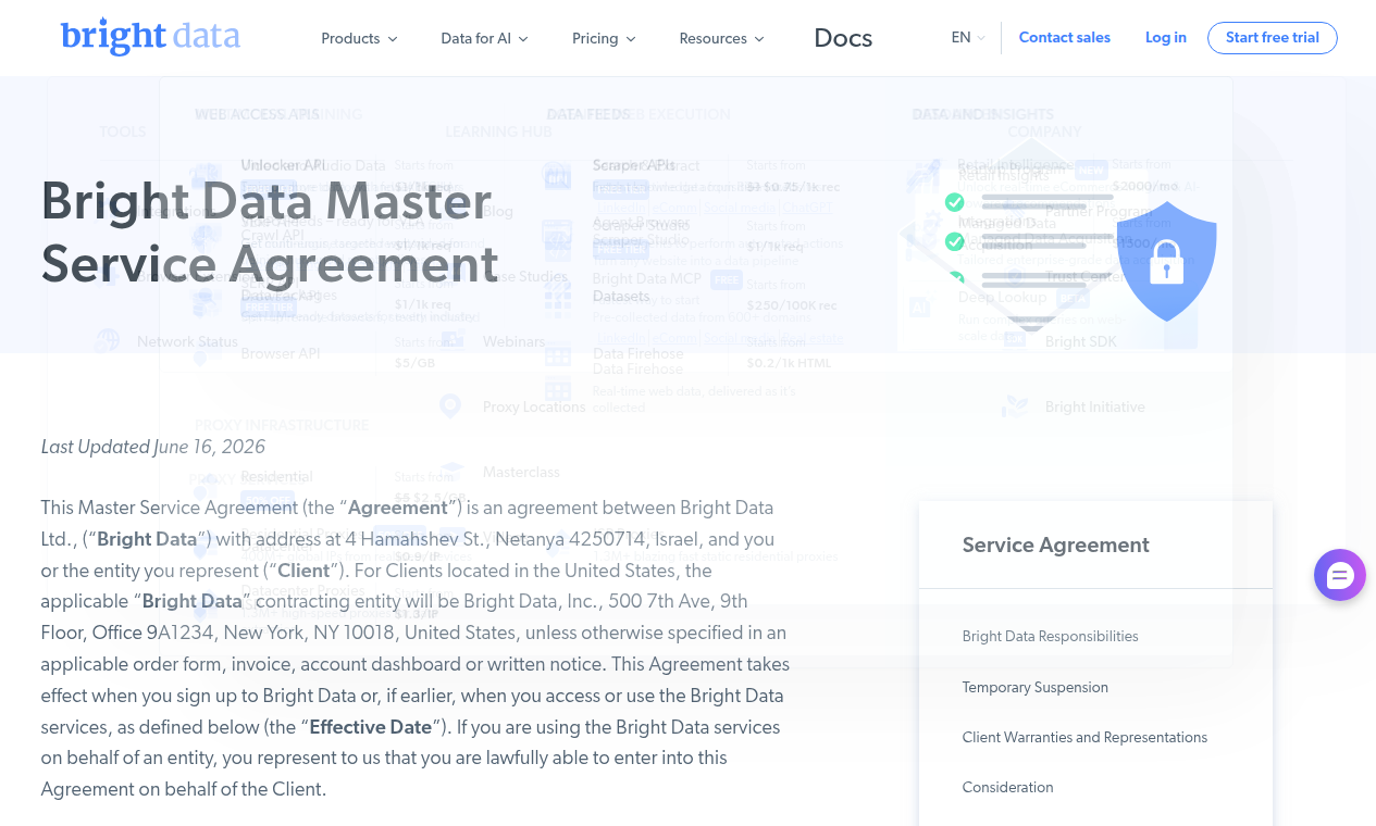 Captura de Bright Data, infraestructura de datos web